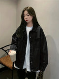Long Sleeves Versatile Plain Loose Fit Denim Jackets