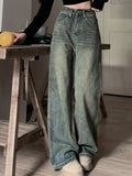 Loose Fit Non-Stretch Casual Wide Legs Pant Jeans