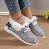 Casual Comfy Faux Fur-Lined Grey Sneakers