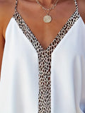 Spaghetti Strap Leopard Print V-neck Top For Summer