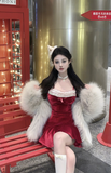 Stylish Strapless Christmas - inspired Dress with Faux Fur