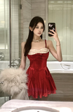 Stylish Strapless Christmas - inspired Dress with Faux Fur