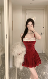 Stylish Strapless Christmas - inspired Dress with Faux Fur
