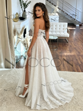 Bling Bling Tulle Sweetheart A-Line Wedding Dress with Slit