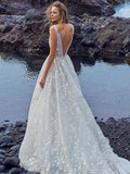 White V-back Bohemia Wedding Dress