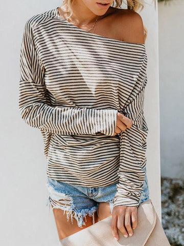 Vintage Stripes Loose Blouses&Shirts Top