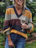 Delicate Knitting Striped Loose Sweater Tops