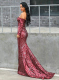 SEQUINS OFF THE SHOULDER LONG SLEEVE PARTY DRESS