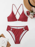 SEXY SOLID COLOR SPLIT BIKINI