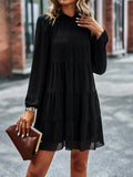 ROUND NECK LONG SLEEVE LOOSE CASUAL DRESS