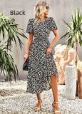 SUMMER PRINT SHORT-SLEEVED DRESS