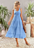STRAP U-NECK SOLID COLOR DRESS