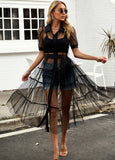 A-LINE MESH PERSPECTIVE DRESS