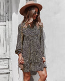 LONG SLEEVE FLORAL CASUAL DRESS