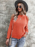 SOLID COLD SHOULDER LONG SLEEVE SWEATER