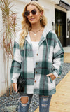 HOODED CASUAL LOOSE SHIRT PLAID COAT