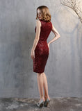 WOMEN SHORT V-NECK SEQUINS PARTY DRESS