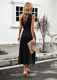 SOLID COLOR SLEEVELESS LONG DRESS