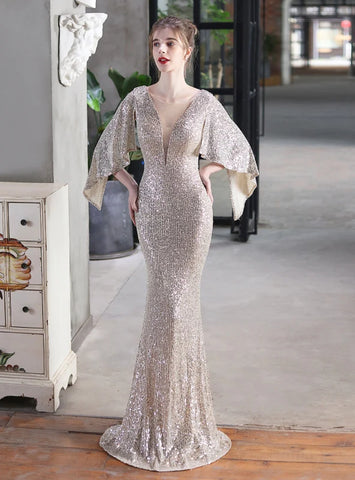 SEXY SEQUINS FISHTAIL PROM DRES