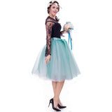 Green + White 7-layer Gauze Pleated Tutu Skirt