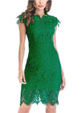 Women's Bodycon Sleeveless Little Cocktail Party Dress with Floral Lace