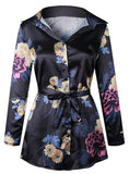 Floral Print Notched Dress Women 2018 Summer Long Sleeve Sexy Split