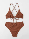 SEXY SOLID COLOR SPLIT BIKINI