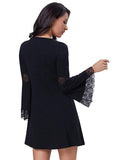 Trendy Long Sleeve Lace Panel Dress