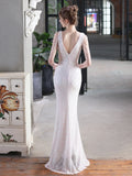 MERMAID V-NECK SEQUINS BEADING PARTY DRESS