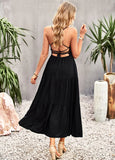 SLING PLEATS SOLID COLOR DRESS
