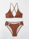 SEXY SOLID COLOR SPLIT BIKINI