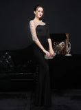 SHORT SLEEVE MERMAID LACE BEADING PROM DRESS