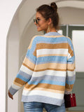 Luxurious Flocked Striped Loose Sweater