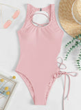 SEXY HOLLOW LACE UP ONE PIECE BIKINI