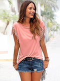 Princess Round Neck Tassels Cotton T-Shirt 8 Colors