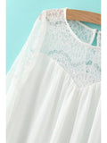 Trendy White Lace Spliced Long Sleeve Dress