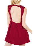 Fashion Plunging Neck Hollow Back Red Club Dress