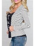 Trendy Open Front Long Sleeve Striped Blazer
