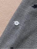 Fashion Leaf Embroidered Striped Pocket Tunic Shirt