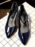 Cheap Block Heel Chain Faux Pearl Pumps
