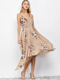 Trendy Floral Maxi Handkerchief Casual Slip Dress