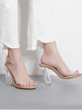 Stunning Transparent Plastic Clear Heel Ankle Strap Sandals