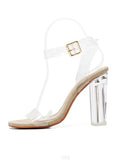 Stunning Transparent Plastic Clear Heel Ankle Strap Sandals
