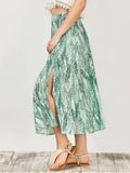 Trendy Leaf Print Slit Chiffon Midi Skirt