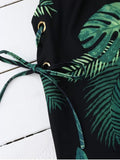 Trendy Palm Tree Print Lace Up Slip Dress