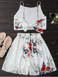 Floral Backless Crop Top and Chiffon Shorts
