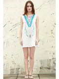 Trendy Round Neck Abstract Print Mini Dress