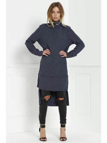 Gorgeous Solid Color Turtle Collar Sweater Dress