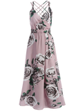 Cute Floral Strappy Beach Maxi Dress