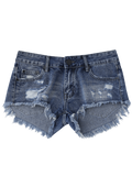 Trendy Cutoffs Ripped High Low Denim Shorts